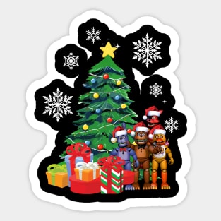 Funny Christmas Five Nights At Freddys Around Christmas Tree Sticker